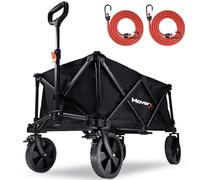 MoverX 120L Festival Trolley on Wheels, Folding Wagon, Portable Camping Cart, Collapsible Foldable Trolly for Beach Outdoor Garden Picnic Shopping Fishing, Adjustable Handle, Black