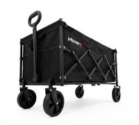 MoverX 150L Festival Trolley on Wheels, Folding Wagon, Portable Camping Cart, Collapsible Foldable Trolly for Beach Outdoor Garden Picnic Shopping Fishing, Adjustable Handle, Black