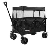 MoverX 200L Camping Trolley on Wheels, Canopy Folding Wagon, Portable Camping Cart, Foldable Trolly for Festival Beach Outdoor Garden Picnic Shopping Fishing, Wide Wheels, Adjustable Handle, Black