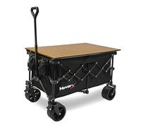 MoverX 200L Camping Trolley on Wheels, Table Folding Wagon, Portable Camping Cart, Foldable Trolly for Festival Beach Outdoor Garden Picnic Shopping Fishing, Wide Wheels, Adjustable Handle, Black