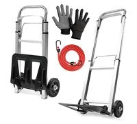 MoverX Folding Hand Truck Aluminium, Heavy Duty Hand Truck Foldable Trolley on Wheels, Multi Purpose Sack Truck Moving Trolley, 90kg