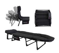 Moverx Folding Reclining Camping Bed Adjustable Backrest 130Kg Grey