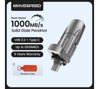 MOVESPEED 1000MB/s Solid State Pen Drive USB3.2 Gen 2 Type C Flash Drive 1TB 512GB 256GB 128GB Pendrive for PC Smartphone Tablet Gray