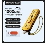 MOVESPEED 1090MB/s Solid State Pen Drive USB3.2 Gen 2 Type C Flash Drive 1TB 512GB 256GB 128GB Pendrive for PC Smartphone Tablet Yellow