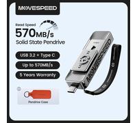MOVESPEED SP05 570MB/s USB Type C Flash Drive 2TB 1TB 512GB 256GB 128GB OTG USB 3.2 Gen 2 Pendrive for iPhone 15/16 Laptop PC 570Mbps Silver