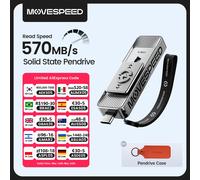 MOVESPEED SP05 570MB/s USB Type C Flash Drive 2TB 1TB 512GB 256GB 128GB OTG USB 3.2 Gen 2 Pendrive for iPhone 15/16 Laptop PC 570Mbps Silver