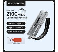MOVESPEED SP20 2100MB/s USB Flash Drive 2TB 1TB USB3.2 Gen 2 Type C Solid State Pen Drive 512G 256GB Pendive for iPhone 15/16 PC Silver