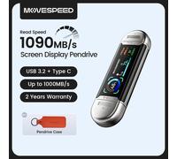 MOVESPEED SU10 1090MB/s Solid State PenDrive 2TB 1TB 512GB 256GB 128GB LCD USB3.2 Gen2 Type C Flash Drive for iPhone 15/16/17 PC Silver