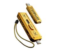 Movespeed USB Flash Drive - 256GB, Dual Interface (USB 3.2 Gen2×1 & Type-C), 1000MB/s High-Speed Transfer, Zinc Alloy Housing, Mecha Design, Yellow, YSUWD10-256GSY