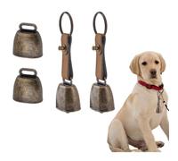 MovFlax 2 Set Leather Dog Collar Bell with Quick-Release Snap Buttons Training Bells for Dog Collar Charms/Pet Pendant Accessories with 2 Pcs Bells Replacement