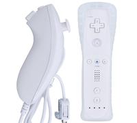 MOVHEIYL Ersatz fernbedienung für Wii und Wii U, integriertes 2-in-1 Motion Plus mit Silikonhülle und Nunchuck (Weiß)