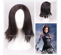 Movie Alita Battle Angel Wigs Brown Black Hair Women Adult Alita Hair Synthetic Wig Halloween Carnival Prop Costume