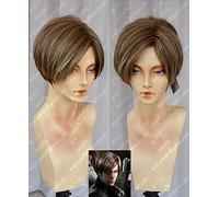 Movie Biohazard Leon Scott Kennedy Short Brown Color Highlights Styled Heat Resistant Hair Cosplay Costume Wig + Free Wig Cap