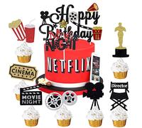 Movie Birthday Party Decoration Night Cake Cupcake Topper Theme Toppers for Party Decoration Supplies