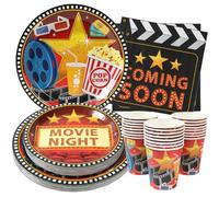 Movie Birthday Party Supplies (Serves 24) Dinner Plates, Dessert Plates, Cups, Napkins. Movie Baby Shower and Birthday Decorations for Kids, Boys, Girls and More