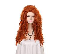 Movie Brave Long Curly Princess Merida Cosplay Wig 65cm Costume Orange Wigs Heat Resistance Fiber +Wig Cap