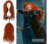 Movie Brave Princess Merida Cosplay Costumes Mei Lida Long Curly Synthetic Wigs Hair Halloween Party Role Play Wigs For Women C118