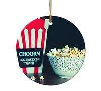 Movie Clapboard And Popcorn Print Ceramic Round Pendant For Travel Ornaments For Home Decor Christmas Ornament