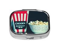 Movie Clapboard and Popcorn Print Pill Box Portable Pill Case Holde Organizer for Purse Pocket Travel Gifts