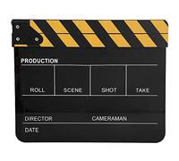 Movie Film Clapboard Clapper Board with Erasable Pen Directors Photography Studio Video TV Clapperboard Acrylic Director Scene Clapperboard TV Movie Action Film Cut Prop (Black and yellow blackboard