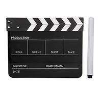 Movie Film Clapboard Clapper Board with Erasable Pen Directors Photography Studio Video TV Clapperboard Acrylic Director Scene Clapperboard TV Movie Action Film Cut Prop (Black and white blackboard