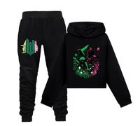 Movie Girls Hoodie Elphaba Girls Long Sleeve Pullover and Pants 2pcs/Sets Kids Sweatshirt Ages 6 To 13 Years Tracksuits (UK, Age, 9 Years, 10 Years, Regular, black)