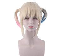 Movie Harley Quinn Cosplay Wig Styled Wavy Synthetic Ponytail Wig High Temperature Fiber Role Play Costume Wigs 260