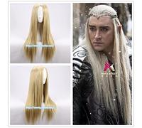 Movie Hobbit Thranduil cosplay wig king of elf gold long straight wig Lee Pace hair costumes