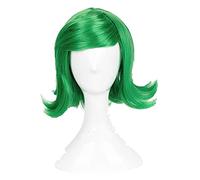Movie Inside Out Disgust Cosplay Wigs Green Short Curly Heat Resistant Synthetic Hair Wig + Wig Cap
