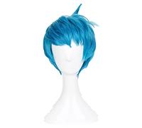 Movie Inside Out Joy Cosplay Wigs Short Blue Heat Resistant Synthetic Hair Wig + Wig Cap