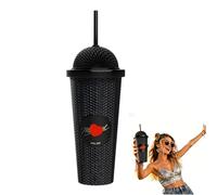 Movie Inspired Microphone Tumbler with Lid And a Straw Creative Electroplated Screw Shape Microphone Bouncing Coffee Cup Merchandise for Both Cold And Hot Insulated Drink Water Cup for Fan Gifts