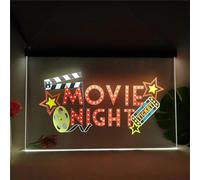 Movie Night LED Neon Sign, Custom USB Powered Multicolour Neon Lights with Dimmer, for Cinema Bar Night Club Wall Hanging Dimmable Decorative,30x20cm