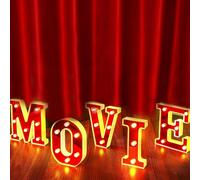 Movie Night Neon Sign LED, Movie Night Supplies, Light up Letters,Cinema LED Neon Light for Night Party Film Room Decor (MOVIE)