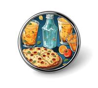 Movie Night Party Food Decorative Badge Holder Personalized Metal Button Pin Fashion Round Badge with Pattern Pin DIY Button Badges Exquisite Brooch Crafts Gift Clothes Decorative Pins