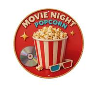 MOVIE NIGHT POPCORN Metal Tin Sign Plaque