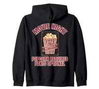 Movie Night Popcorn Required Pants Optional Funny Zip Hoodie