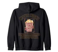 Movie Night Popcorn Required Pants Optional Funny Zip Hoodie