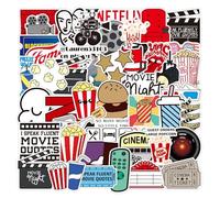 Movie Night Stickers for Laptop Guitar Computer Notebook Phone Luggage Case, 50-Pack Vinyl Decals for Kids Teens Adult