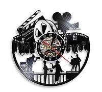 Movie Night Vinyl Record Wall Clock Modern Design Reels Theater Cinema Actors In Movies Vinyl Clock with 7 LED Colors Wall Watch