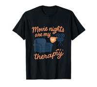 Movie Nights Are My Therapy Film Humor Design T-Shirt