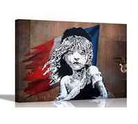 Movie Poster Les Miserables by Banksy on Framed Canvas Prints Wall Art Graffiti Pictures Home Hanging Artwork 101 x 76cm (40 x 30 inches)