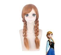 Movie Princess Anna Brown Mix Blonde Double Braided Synthetic Hair Cosplay Party Wig For Halloween