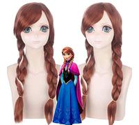 Movie Princess Anna Wigs Olafs Adventure Anna Wig Cosplay Mix Brown Long Braid Synthetic Hair for Party Costume Wig Anime