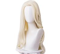 Movie Princess Elsa 2 Cosplay Wigs Long Light Yellow Wavy Party Hairs Girls Women Gift Wig + Wig Cap