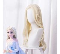 Movie Princess Elsa 2 Cosplay Wigs Snow Ice Queen Long Light Yellow Wavy Party Hairs Girls Women Gift
