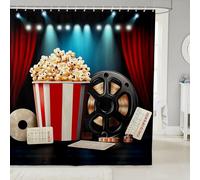 Movie Theater Waterproof Shower Curtains Luxury Heavy Fabric Bathroom Shower Curtain Vintage Cinema Ticket Hotel Home Dorm Bathtubs Decor Shower Curtain Machine Washable Grommet Curtain 72 x 84 Inch