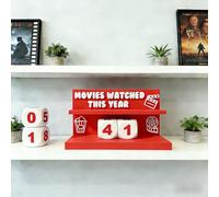 Movie Tracker Block Set,Reusable 3D Printed Cinema Tracker Counter with Interchangeable Number Blocks,Annual Movies Watched Display Gift for Film Buffs