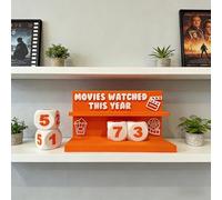 Movie Tracker Block Set,Reusable 3D Printed Cinema Tracker Counter with Interchangeable Number Blocks,Annual Movies Watched Display Gift for Film Buffs