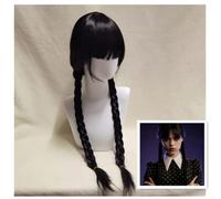 Movie Wednesday Addams Cosplay/ Women Long Hair/ Wig With bangs high temperature resistant synthet/ Braided Wig Halloween Accessory