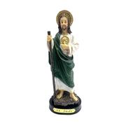 Moviebros St. Jude Religious Statue, 8 Inch Catholic Saint Figure, Green and White